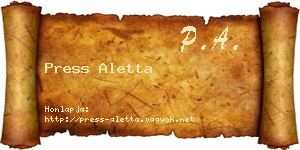 Press Aletta névjegykártya